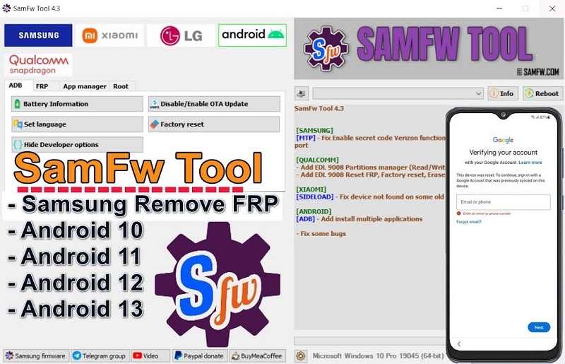 samfw frp tool software introduction