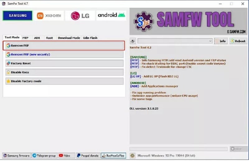 samfw frp tool remove frp option