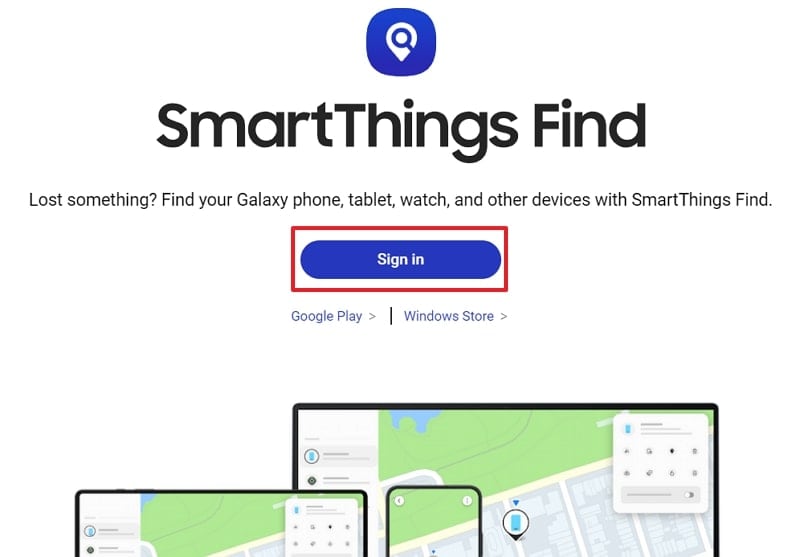 sign in to smartthings find website