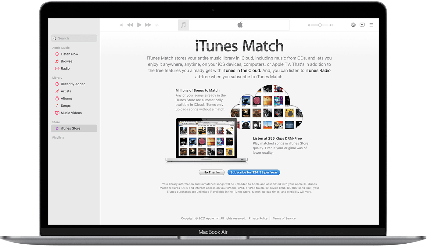 move itunes library to new computer using itunes match