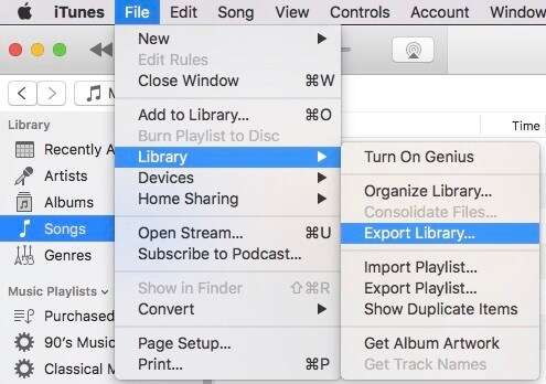 export itunes library