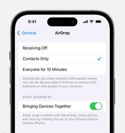 Set the AirDrop discoverable settings.