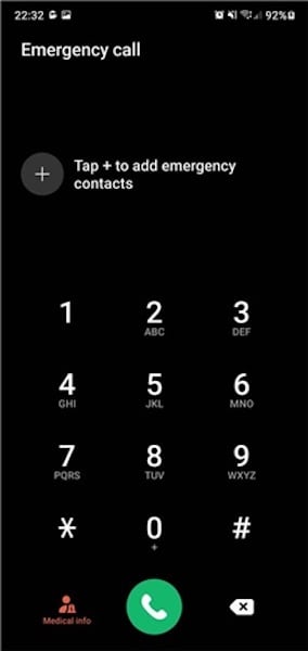 android emergency call screen
