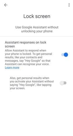 Enable Google Assistant on the lock screen