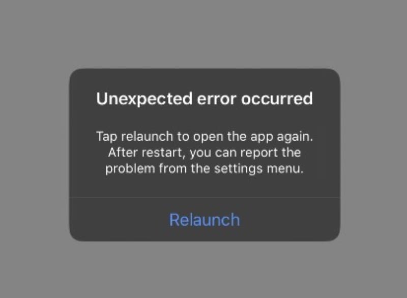 iphone apps crashing message