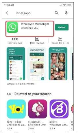 Tap whatsapp icon