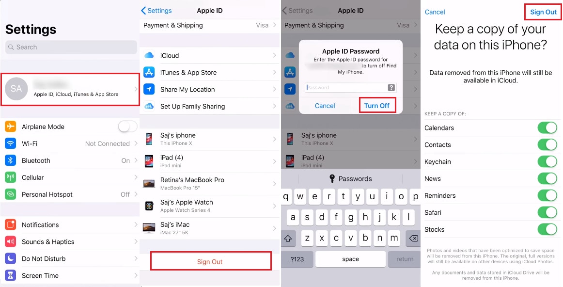 cerrar sesión en apple id