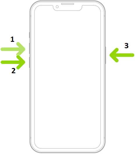 Force restarting iPhone 8 and later versions.