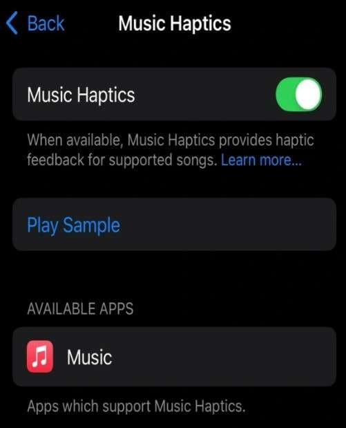 la Música Háptica de ios 18 beta no funciona