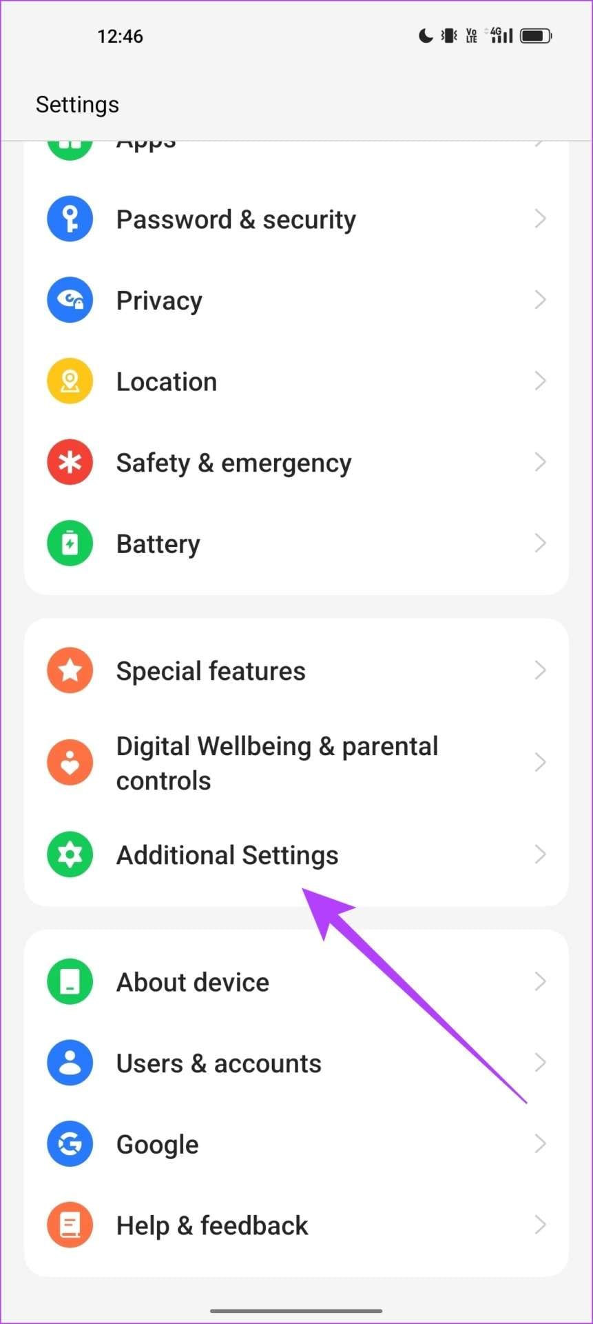 go to phone settings function