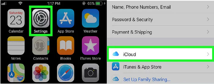 réglage et direction icloud de l'image sur l'iphone