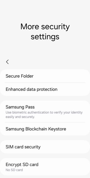 sim card security in settings