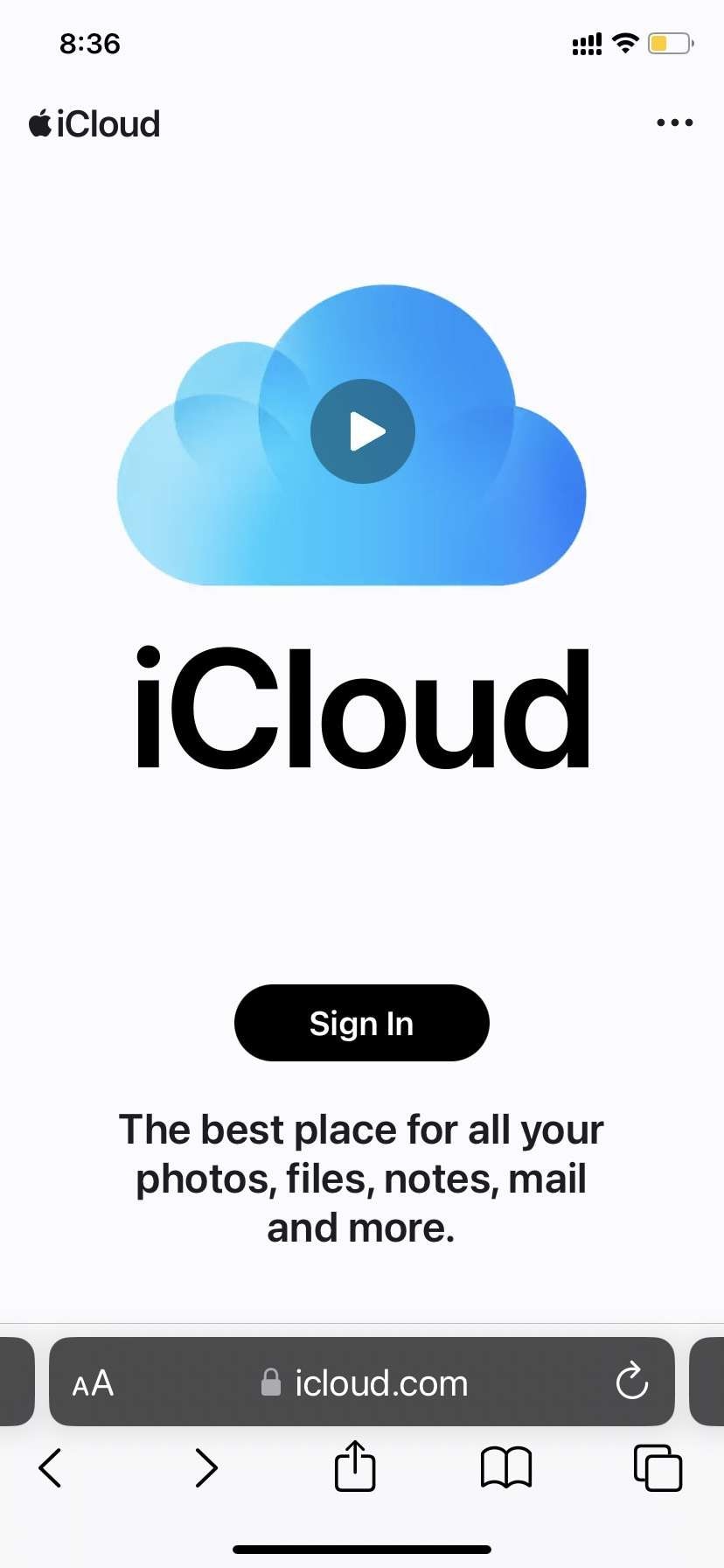 Open the iCloud website in your browser.