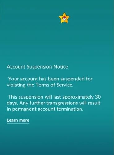 pokemon go temporary account suspension