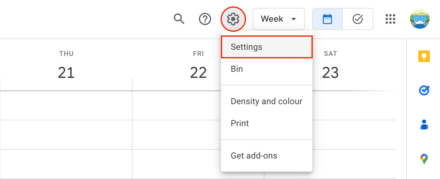 settings options on google calendar on mac