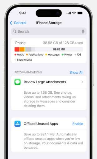 check iphone storage