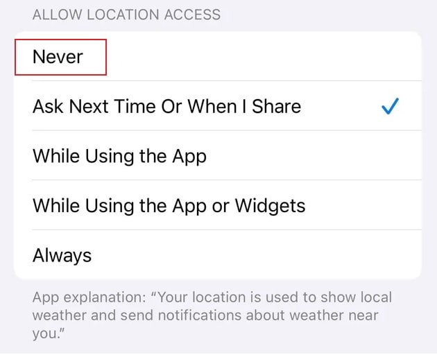iphone location access