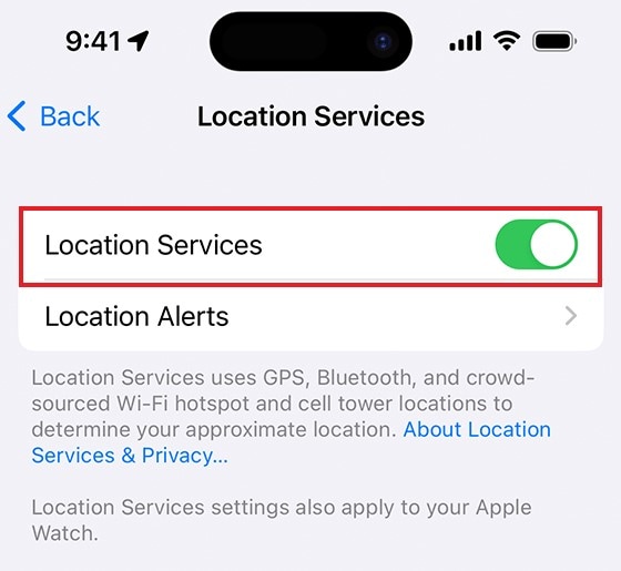 turn off location services