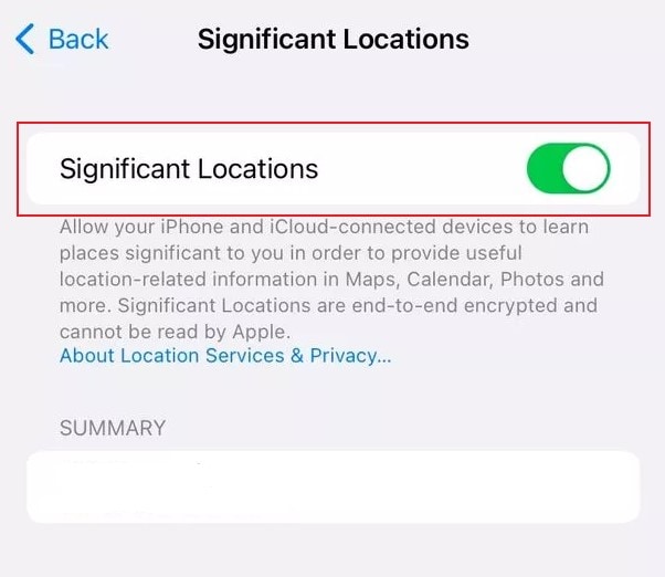 turn off significant locations