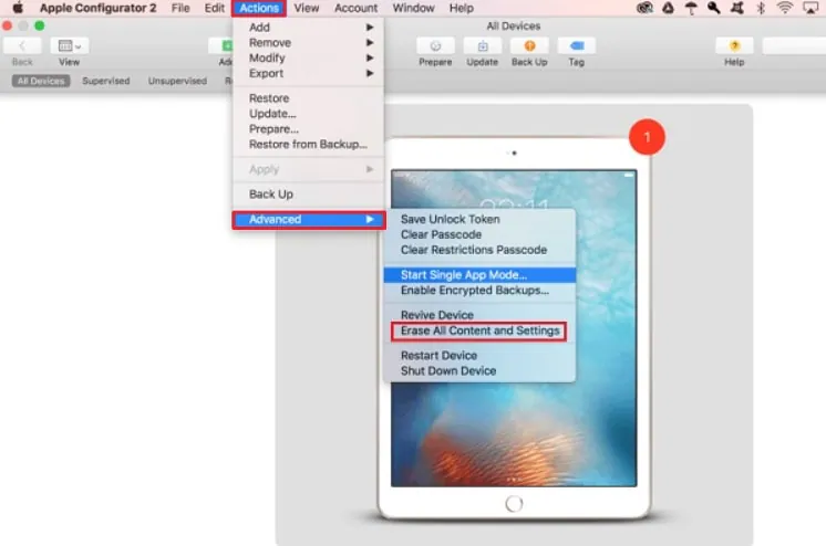 Elimina la supervisión del dispositivo con apple configurator