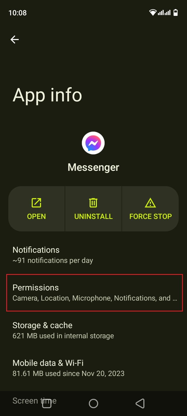 messenger permission settings