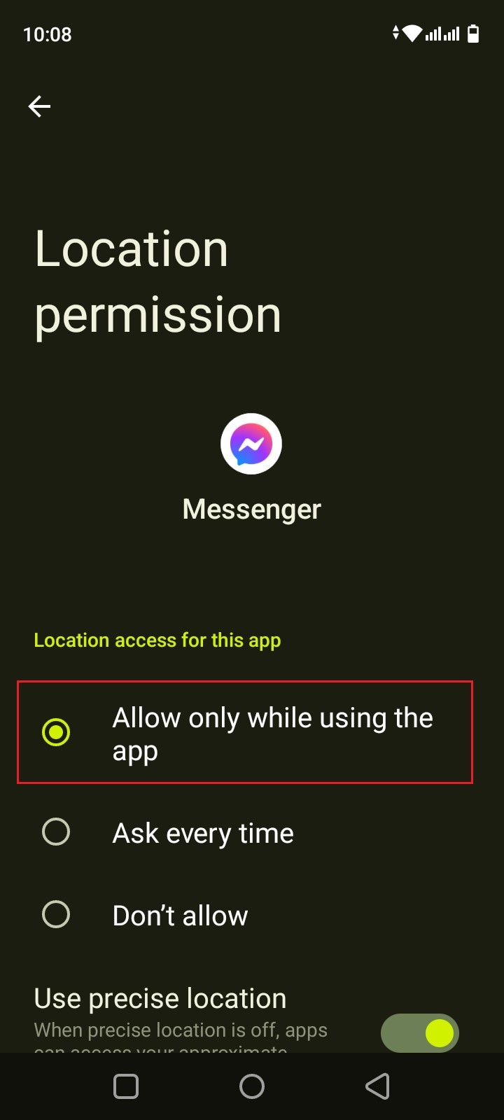 allow messenger access