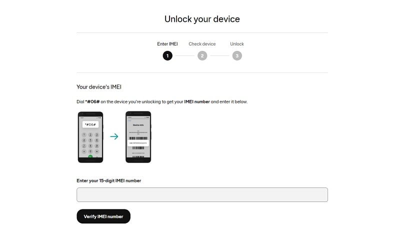 ee unlock your device interface