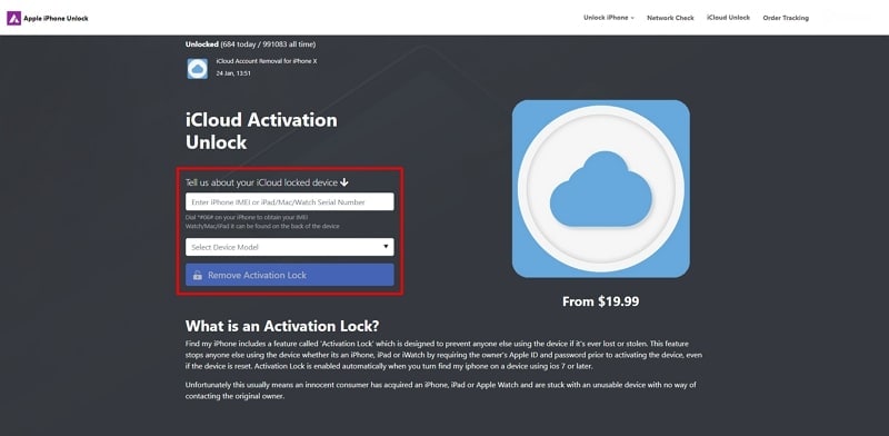 unlock activation lock with service