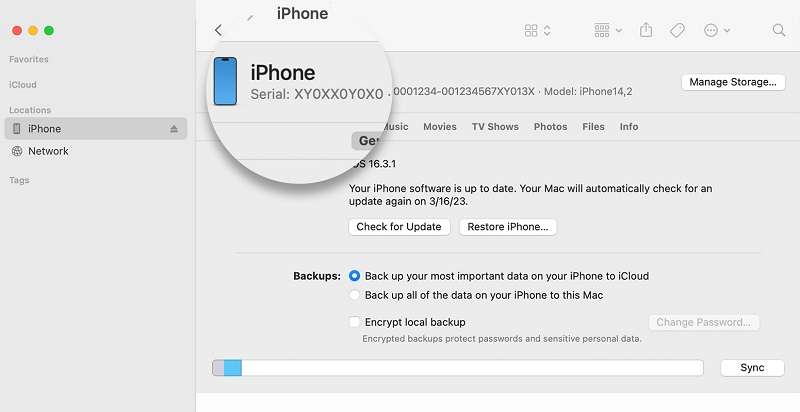 Revisar el número ICCID/IMEI del iPhone a través de iTunes