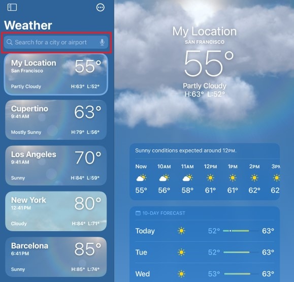 search weather location