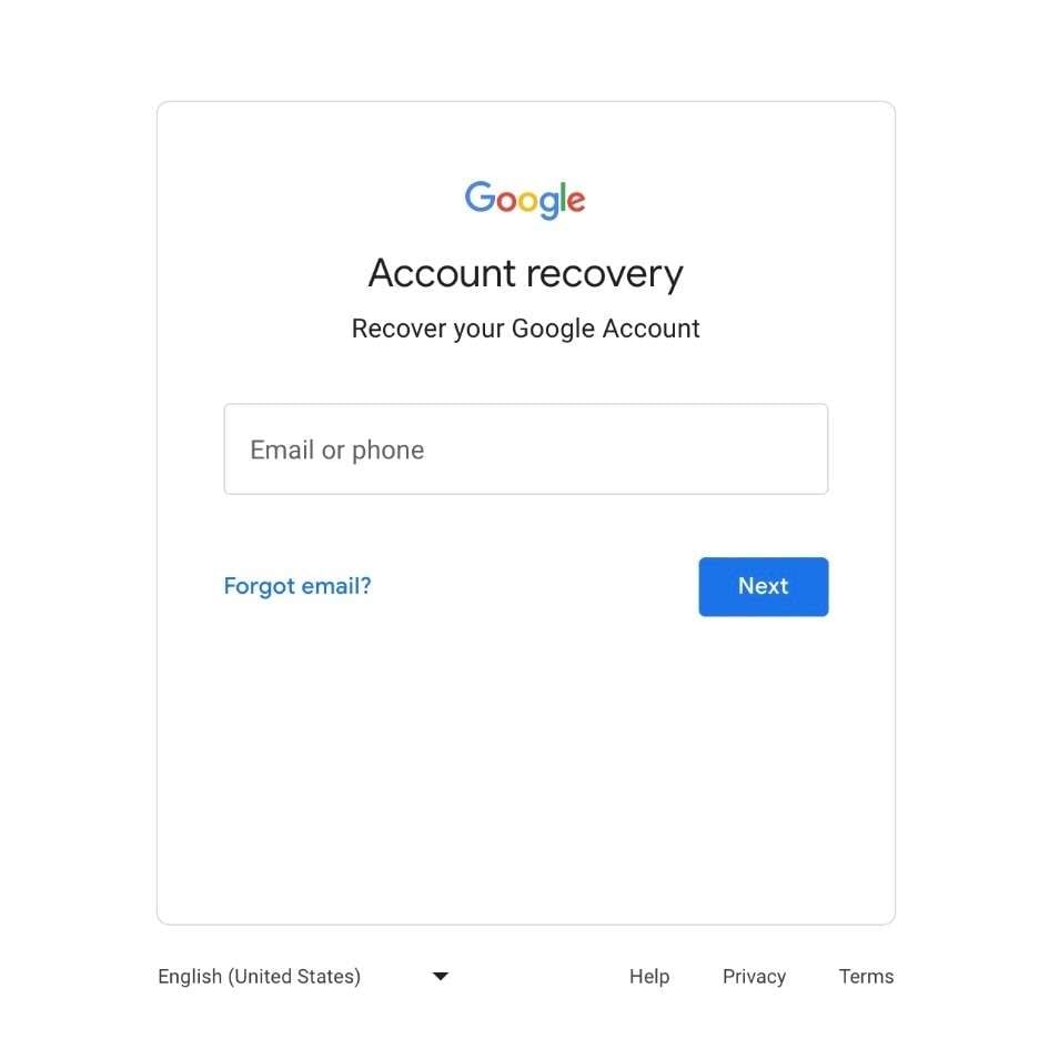 Enter Your Google Account Email