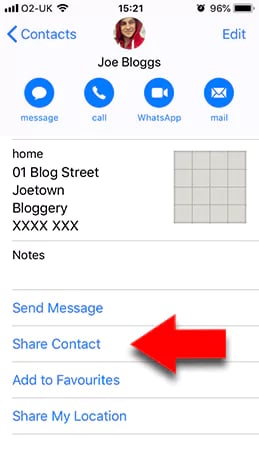 Share a Contact via Email