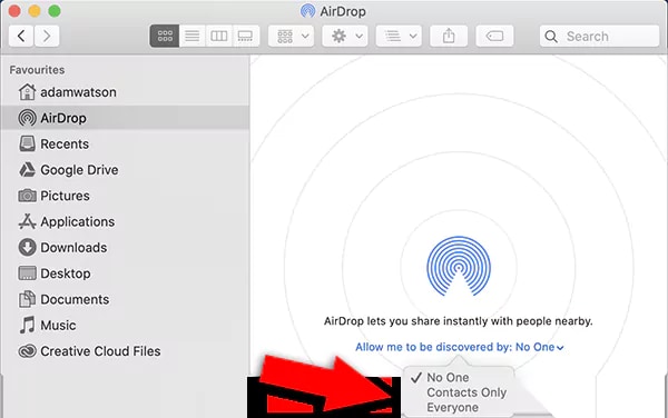 Turn on AirDrop on Mac. 