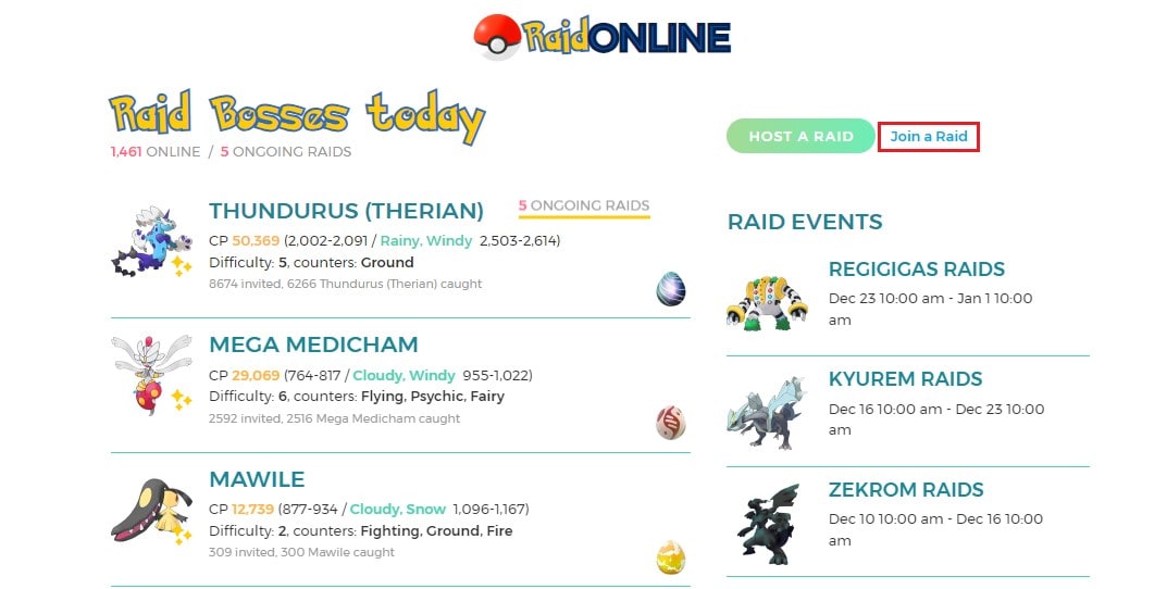 unisciti a pokemon go raid online