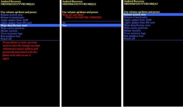 pasos para restablecer los datos de fábrica