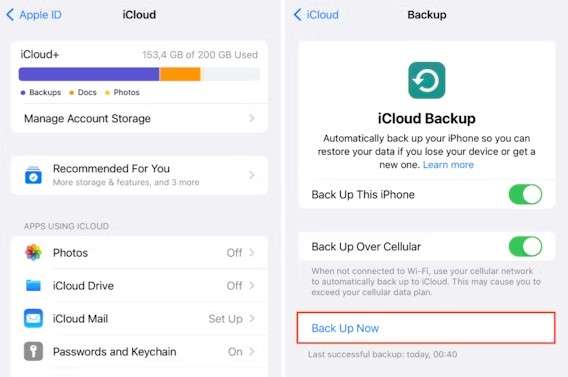 backup do iOS agora