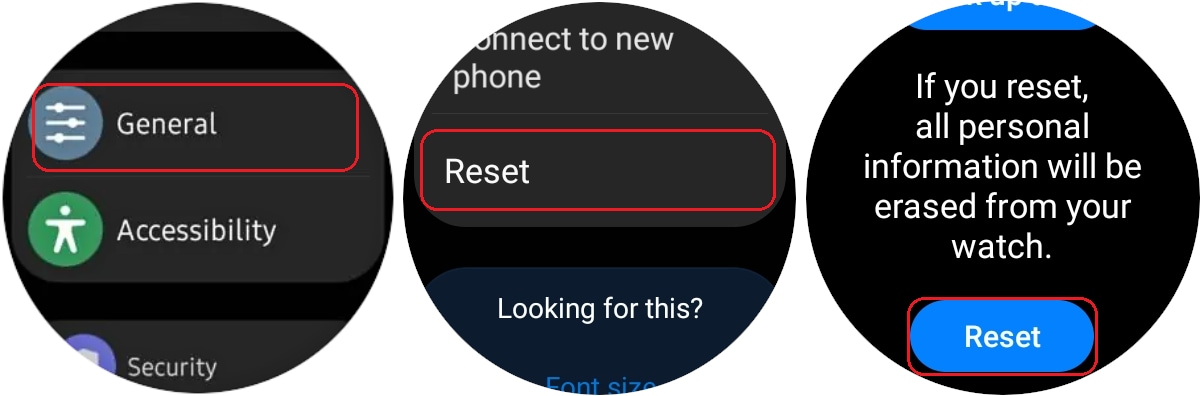 reset watch under general settings