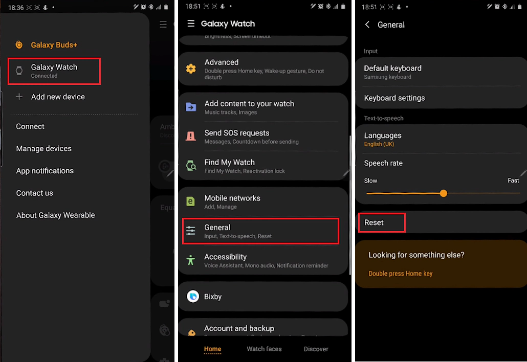 reset galaxy watch under general