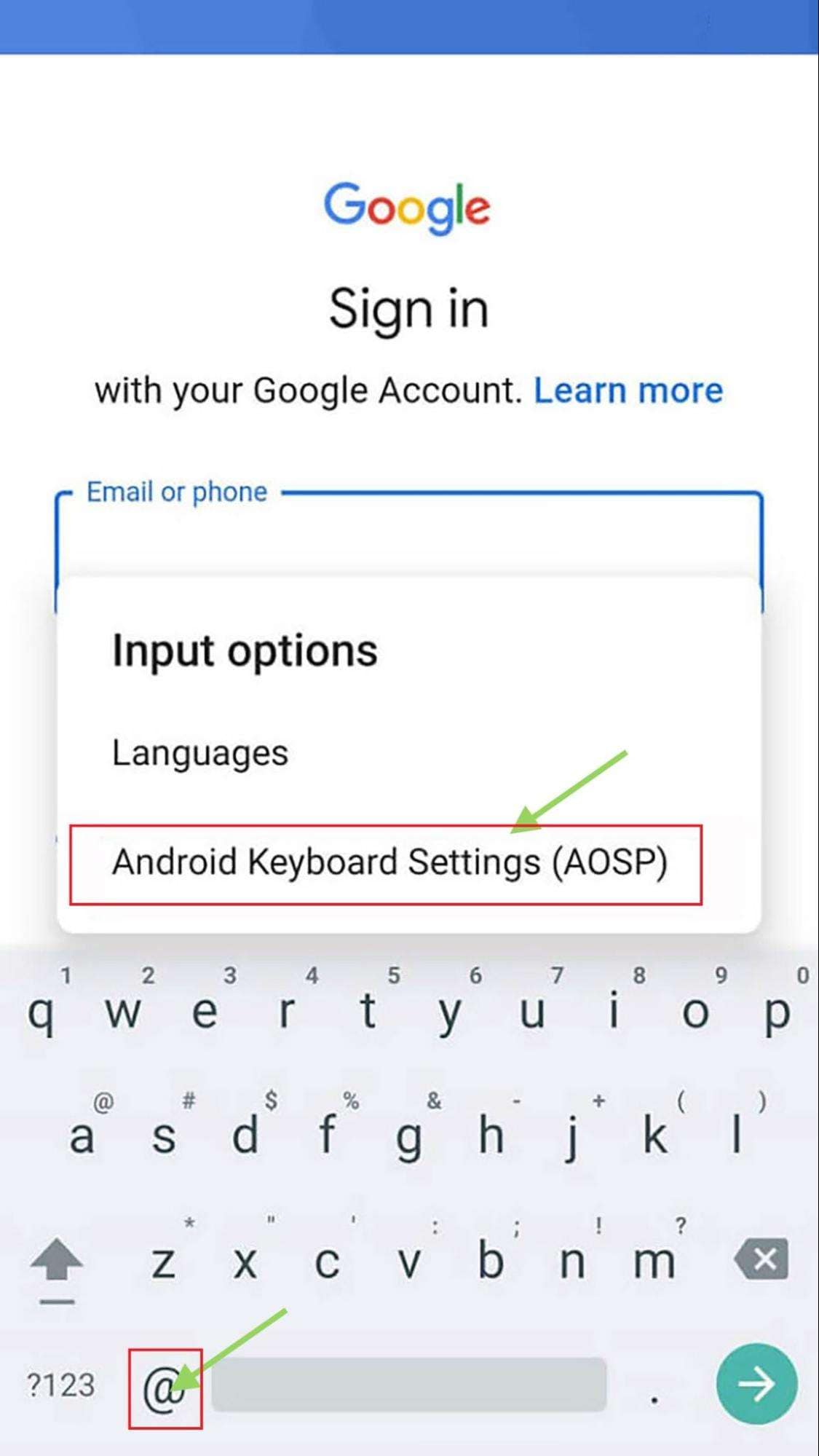 Open Android keyboard settings.