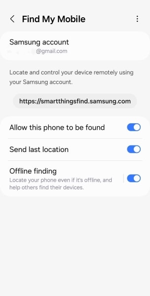 Configura localizar mi móvil de Samsung