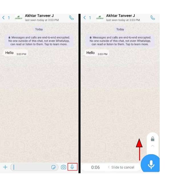 whatsapp voice message on android/ios