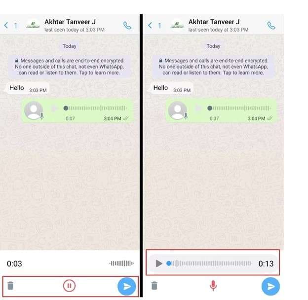 whatsapp voice message options