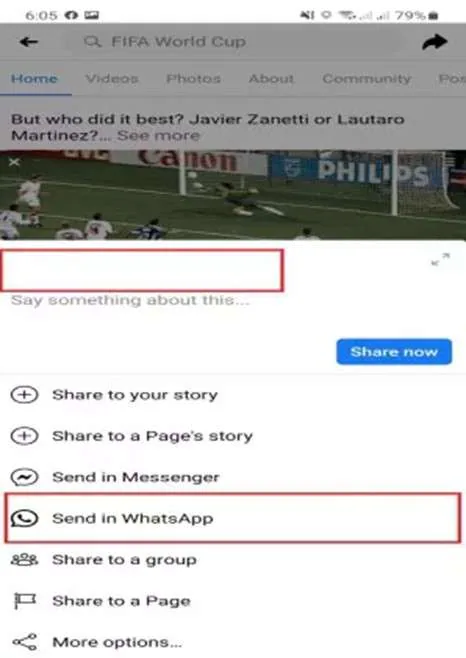 Share facebook video to WhatsApp