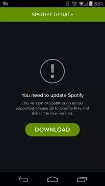 update the spotify app. 