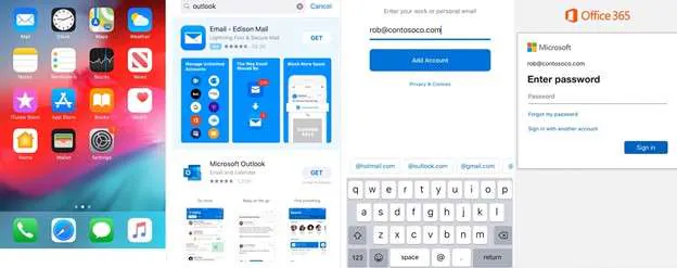 rechercher outlook dans l'app store et installer l'application