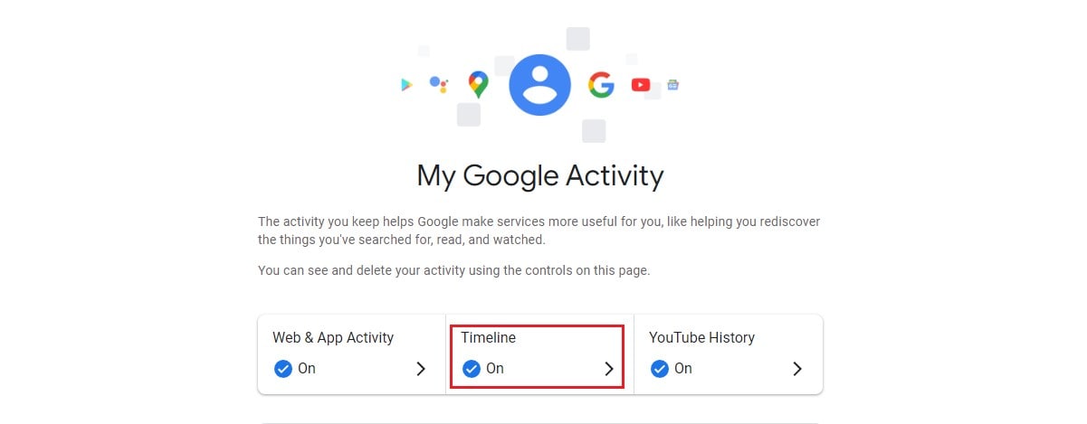 my google activity settings