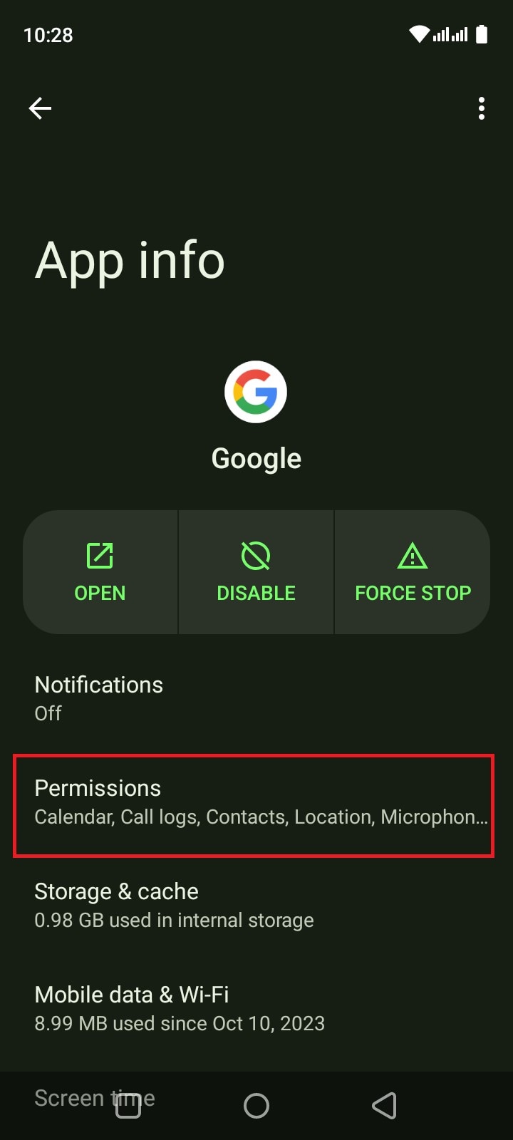 google app permissions