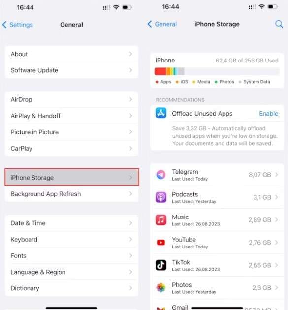 manage iphone storage