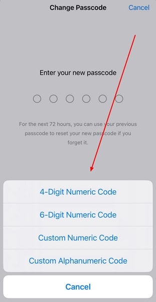 change passcode according to requirements