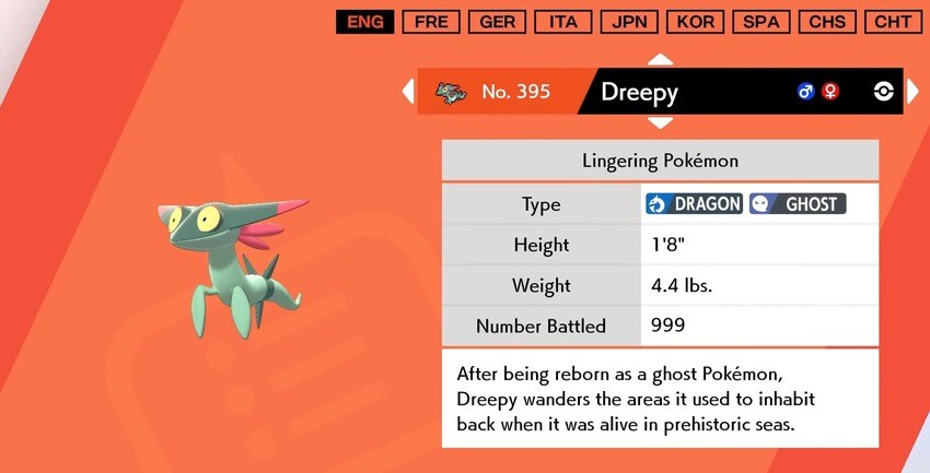 dreepy in the pokedex